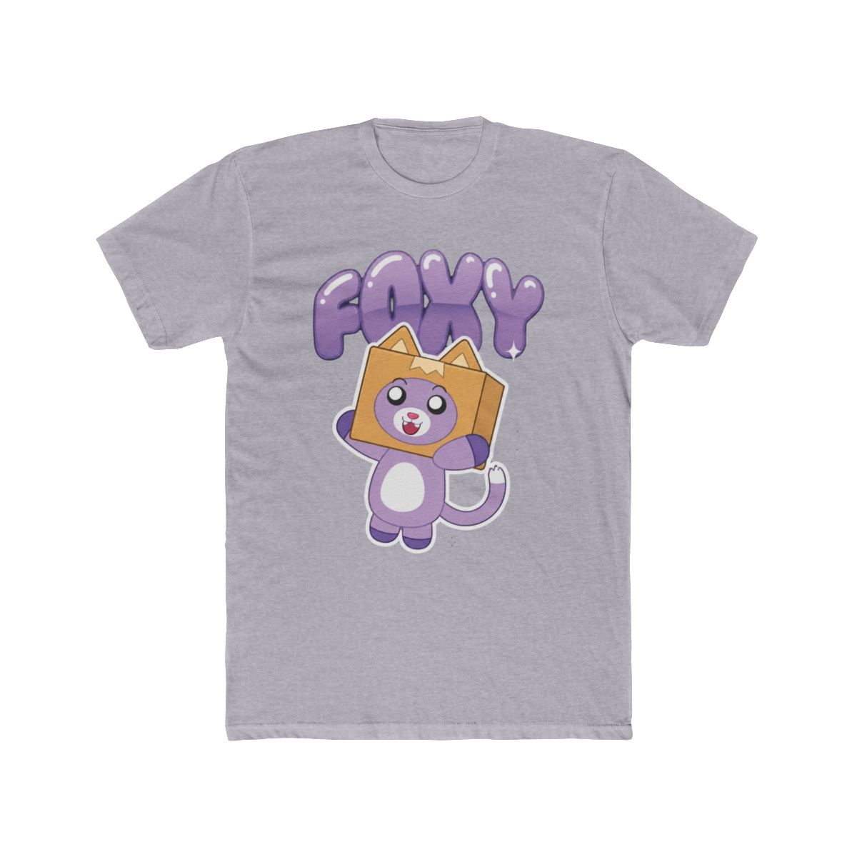 Lanky Box Glittering Foxy With Bubbly Text Youth Navy Crew Neck Short Sleeve Tee | Blue Box