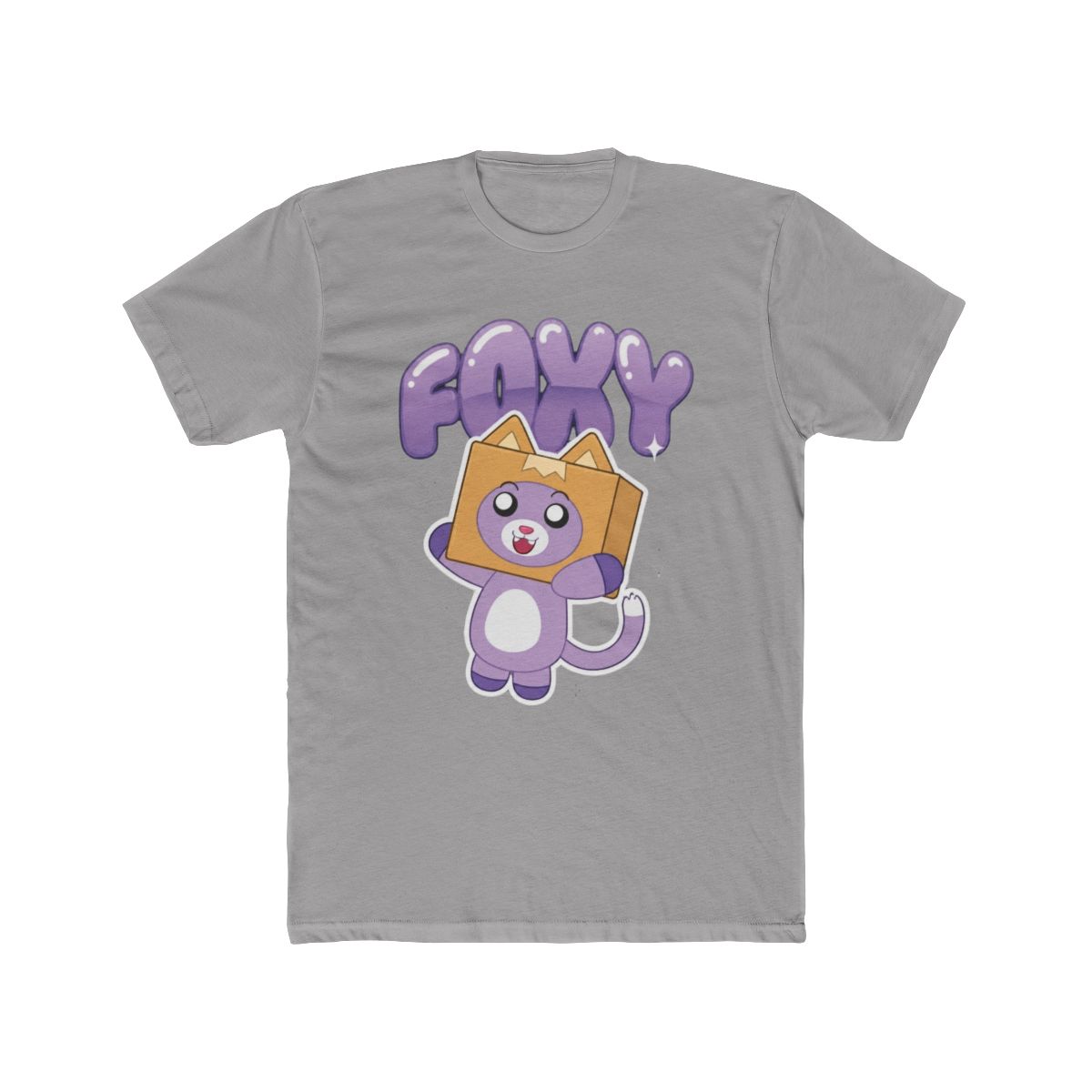 Lanky Box Glittering Foxy With Bubbly Text Youth Navy Crew Neck Short Sleeve Tee | Blue Box - Official t-shirts merchandise