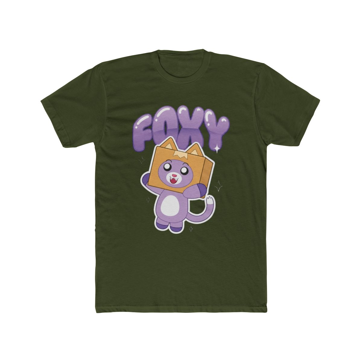 Lanky Box Glittering Foxy With Bubbly Text Youth Navy Crew Neck Short Sleeve Tee | Blue Box - alternate angle 5, merchandise