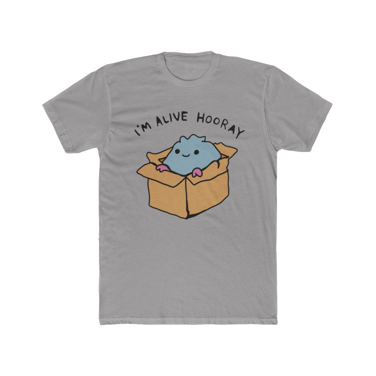 Happy Blue Blob Sitting In A Box T Shirt | Blue Box - Official t-shirts merchandise